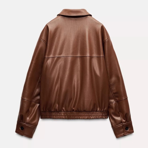 ZARA Faux Leather Bomber Jacket - Picture 8 of 8